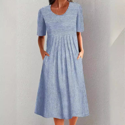 Ruth | Striped Button-Detail Midi Dress