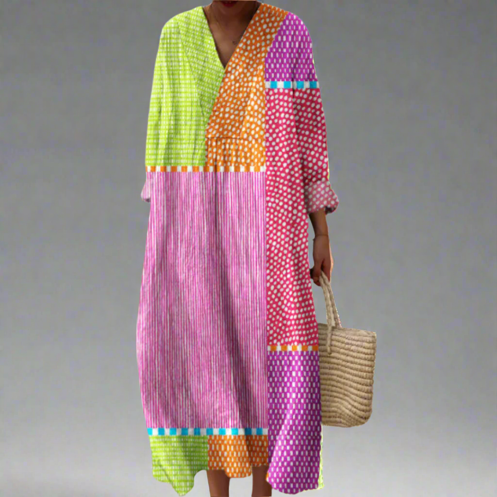 Ruby | Patchwork Polka Maxi Dress