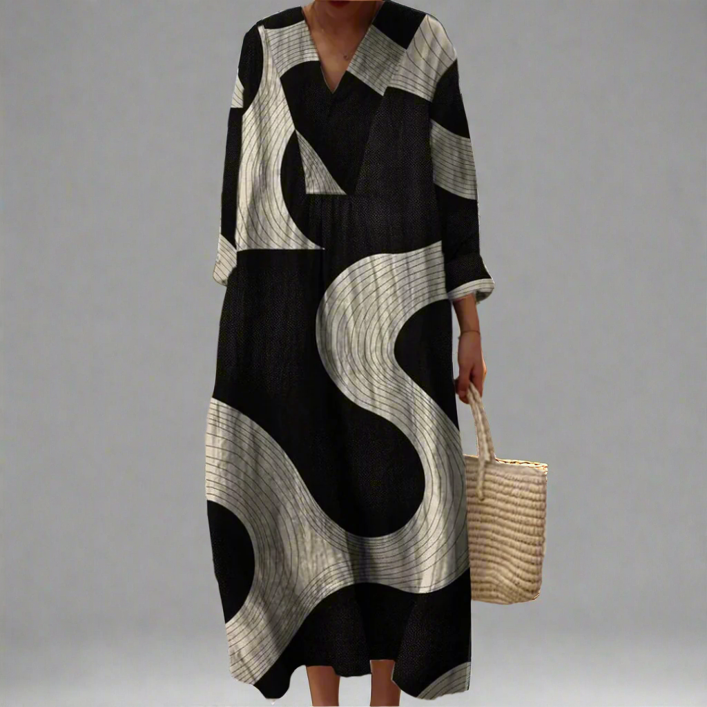 Claudine | Abstract Flow Maxi Dress
