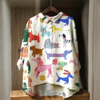 Femmora Paris | Blouse Exclusive pour Femme avec Imprimé Chiens
