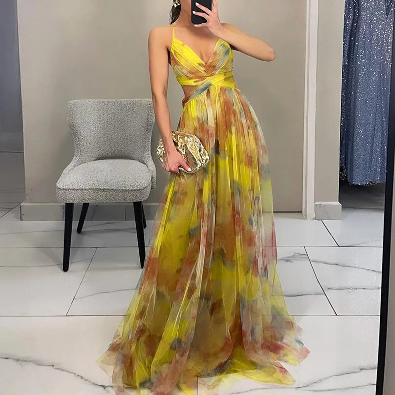 Valentina - Incantevole Maxi-abito con Stampa Floreale