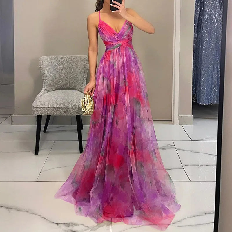 Valentina - Incantevole Maxi-abito con Stampa Floreale