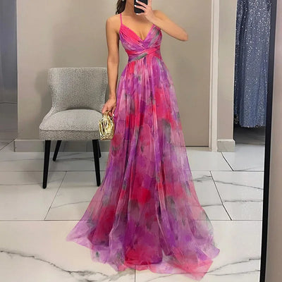 Valentina - Incantevole Maxi-abito con Stampa Floreale