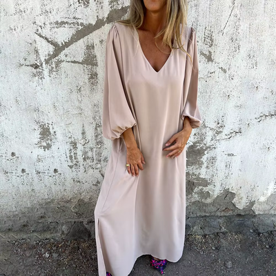 Robe longue bohème avec poches et fente