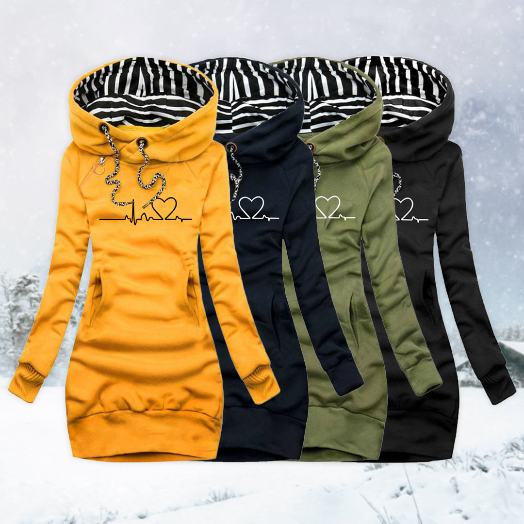 Élodie | Robe-pull avec imprimé battement de cœur
