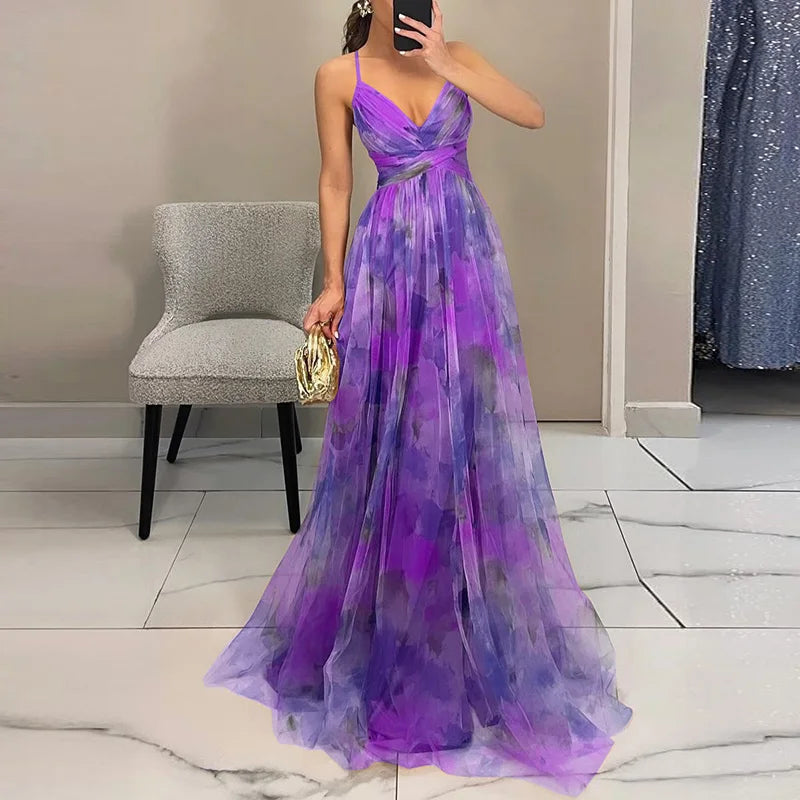 Valentina - Incantevole Maxi-abito con Stampa Floreale