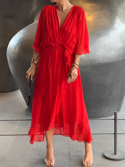 VESTIDO DE GASA - ESCOTE EN V