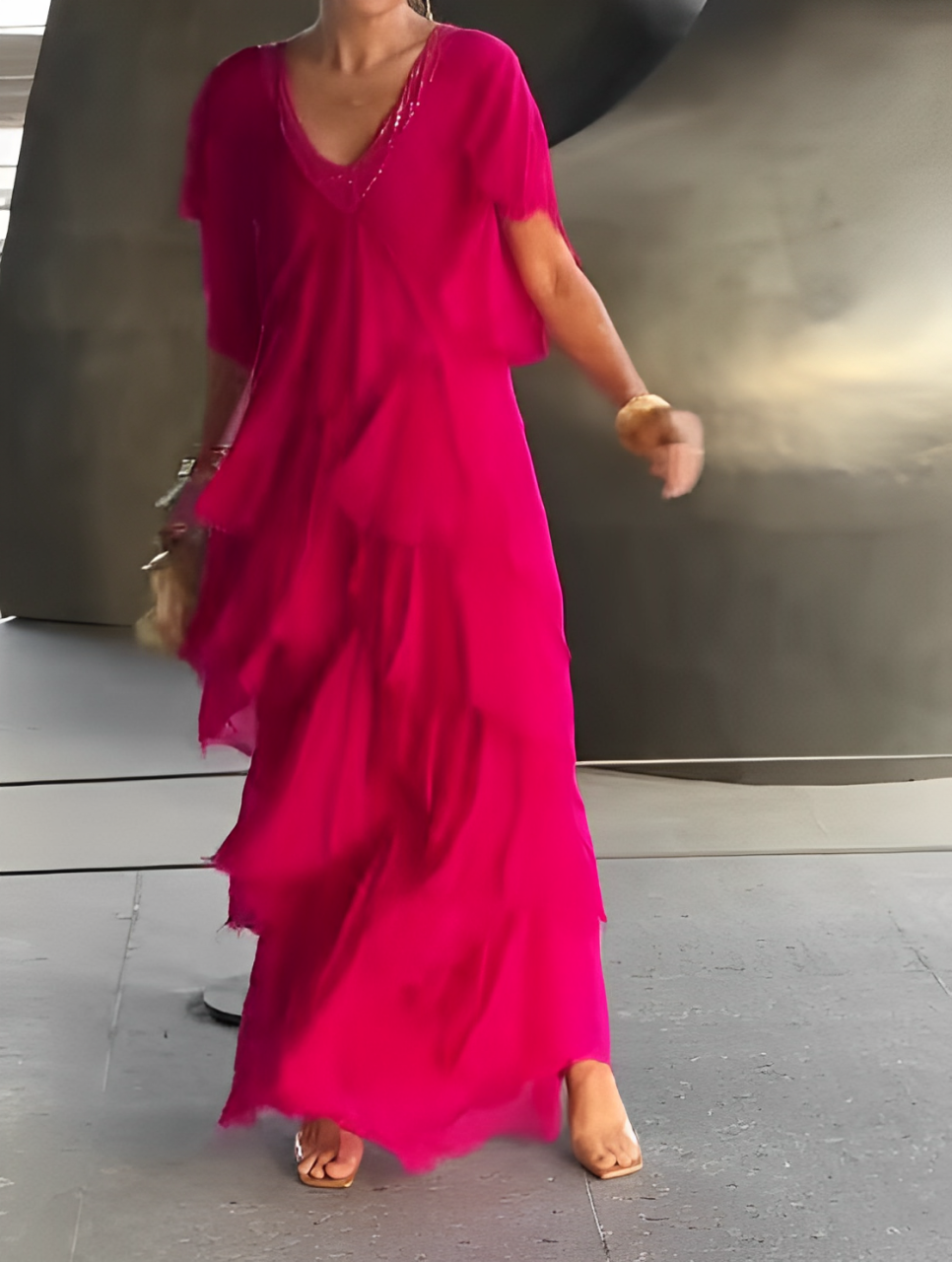 Auriane – Robe longue à décolleté en V