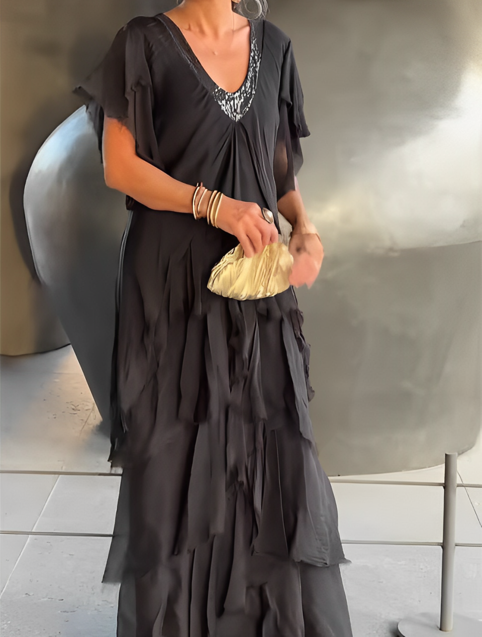Auriane – Robe longue à décolleté en V