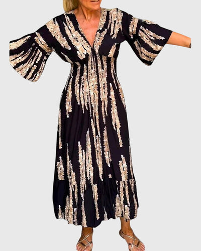 3/4 sleeve dress with a V-neck