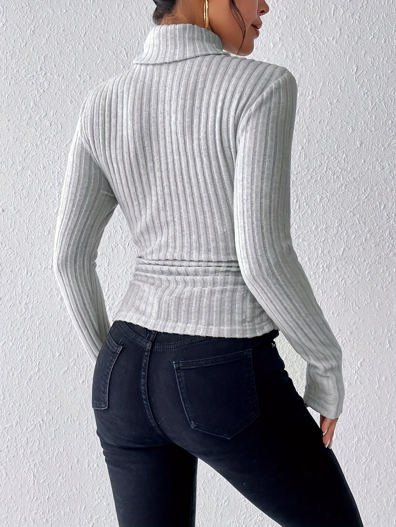 Schildpad Nek Slanke Trui, Elegante Effen Kleur Lange Mouw Trui Voor Herfst & Winter, Dameskleding