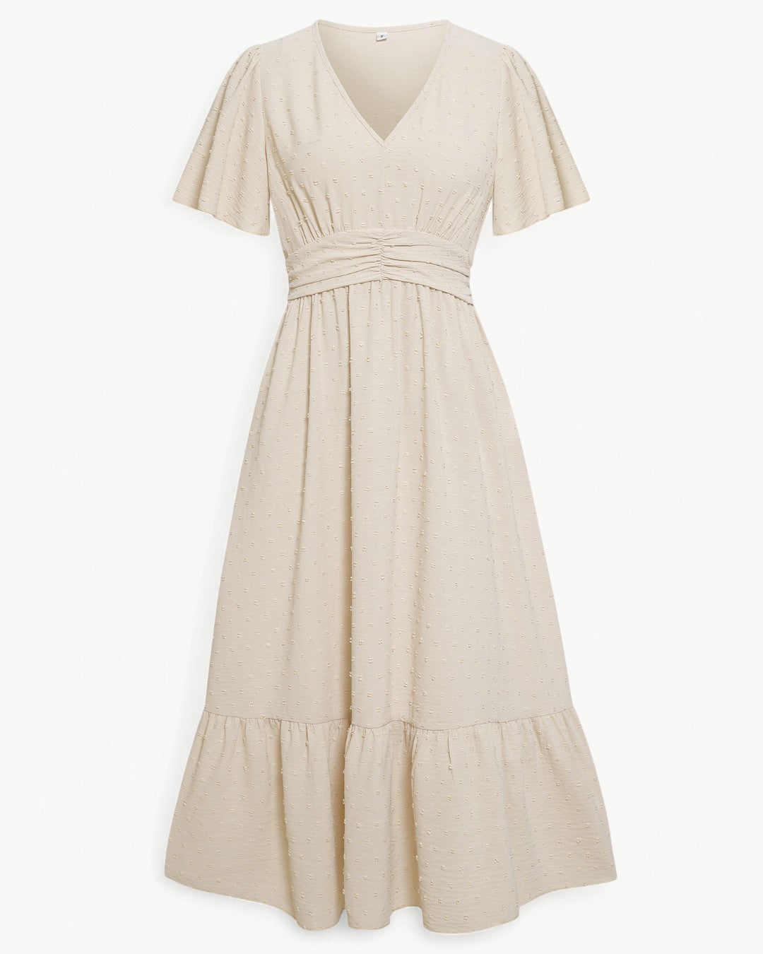 Isabelle – Robe Mi-longue à Col en V et Manches Courtes – Légère et Élégante