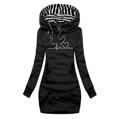 Élodie | Robe-pull avec imprimé battement de cœur