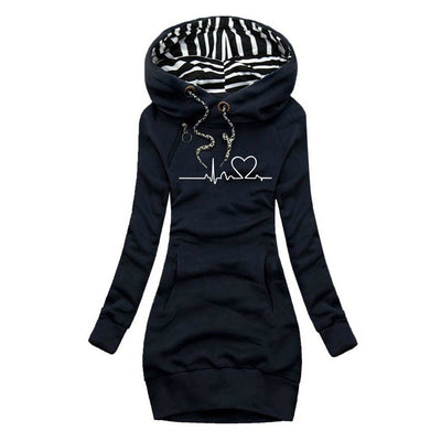 Élodie | Robe-pull avec imprimé battement de cœur
