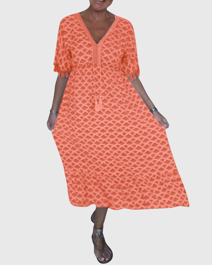 V-neck casual dress with print