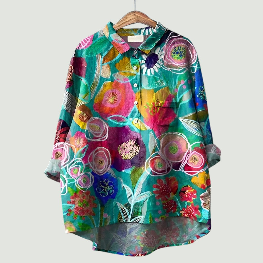 Blomstret damebluse | Glad, lett og behagelig