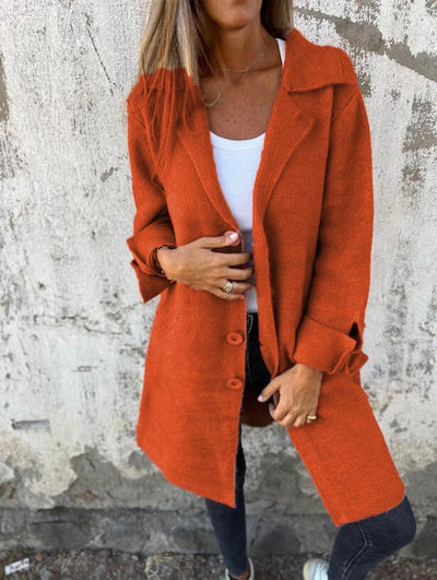 Noémie - Manteau casual à simple boutonnage avec revers en laine