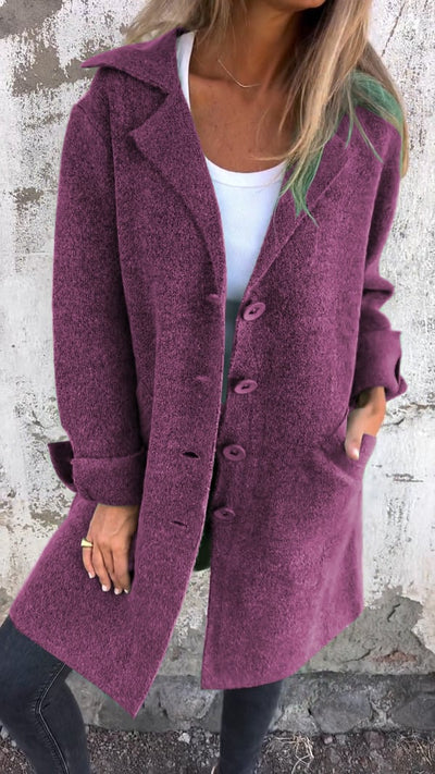 Noémie - Manteau casual à simple boutonnage avec revers en laine