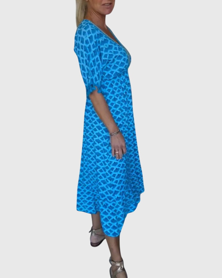 V-neck casual dress with print