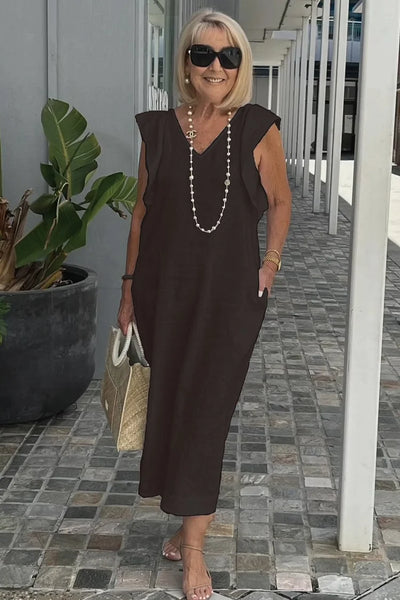 Chloé – Robe Maxi Élégante Sans Manches