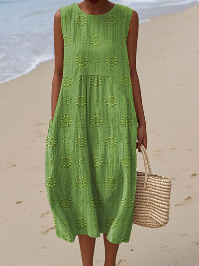 Cathy™- Elegant Sleeveless Cotton Dress with Pockets