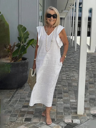 Chloé – Robe Maxi Élégante Sans Manches