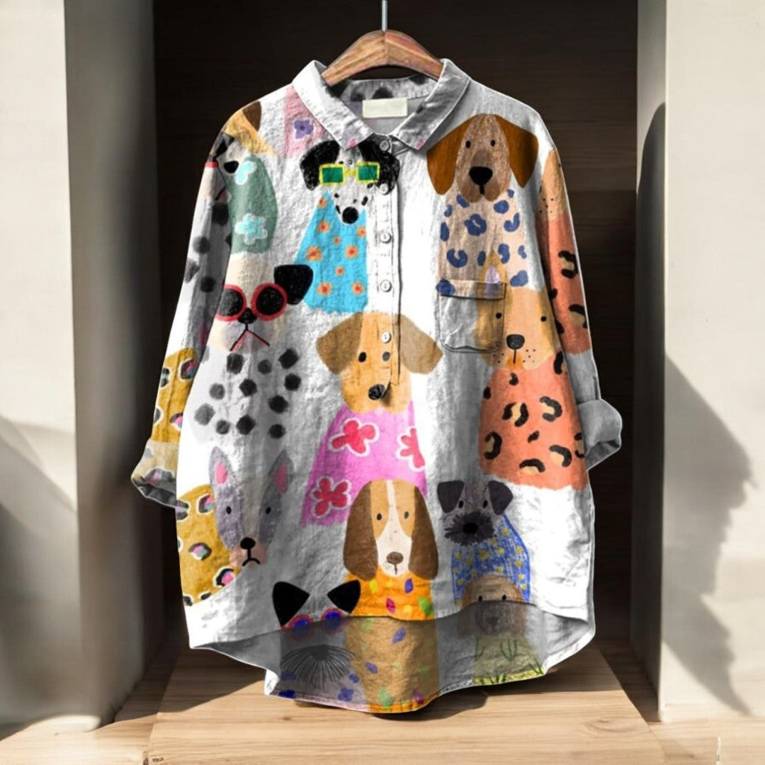 Femmora Paris | Blouse Exclusive pour Femme avec Imprimé Chiens