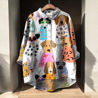 Femmora Paris | Blouse Exclusive pour Femme avec Imprimé Chiens