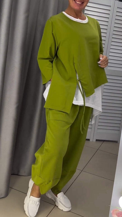 Clara™ Ensemble femme haut et pantalon à col rond