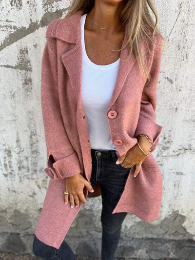 Noémie - Manteau casual à simple boutonnage avec revers en laine