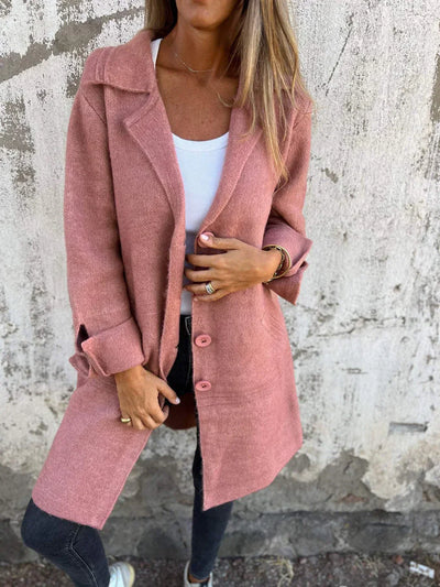 Noémie - Manteau casual à simple boutonnage avec revers en laine
