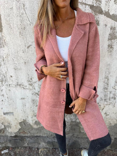 Noémie - Manteau casual à simple boutonnage avec revers en laine