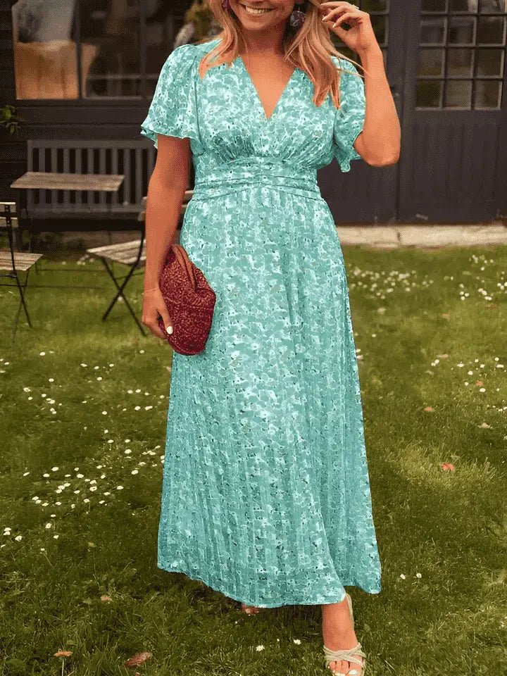 Laila – Ava Maxikjole med V-hals og Blomsterprint