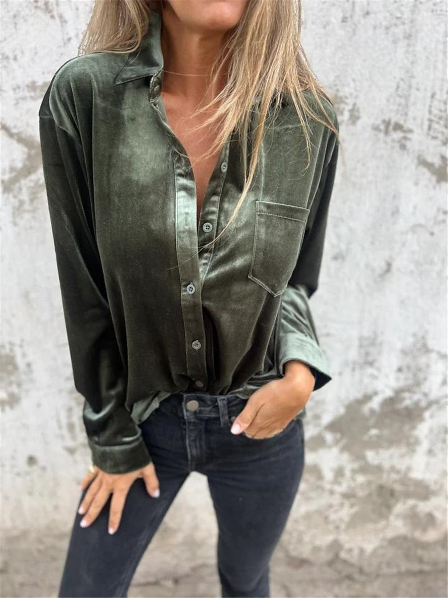 Élise | Chemise en velours luxueuse pour femme