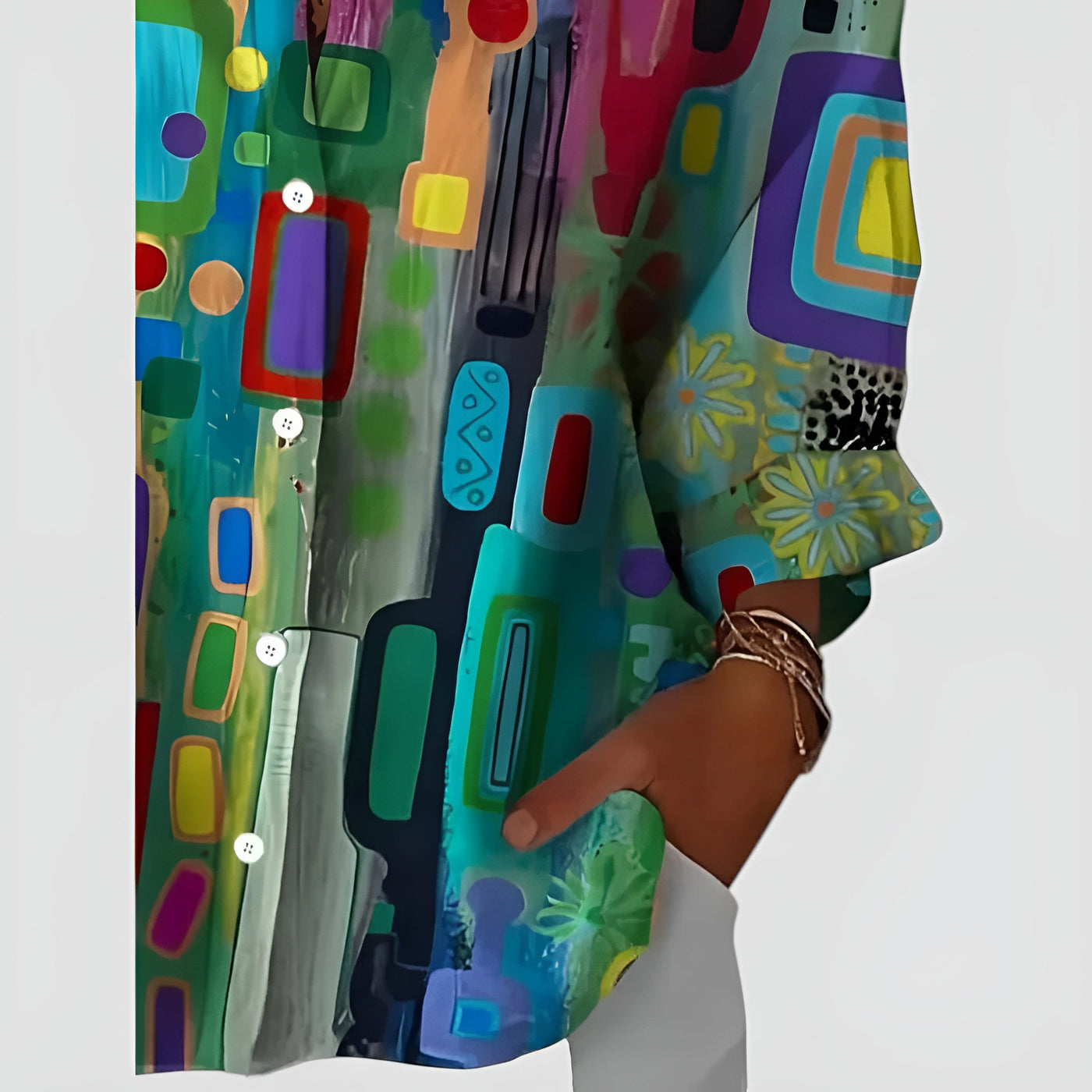 Ragnhild™ bluse med geometrisk mønster