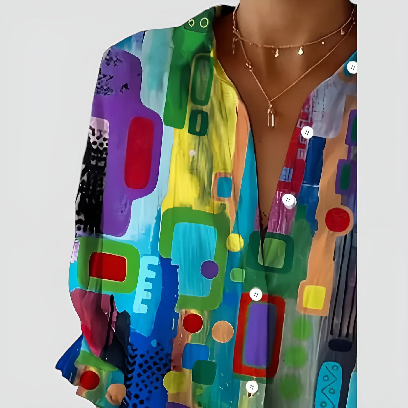 Ragnhild™ bluse med geometrisk mønster