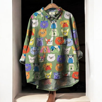 Femmora Paris | Blouse Exclusive pour Femme avec Imprimé Chiens
