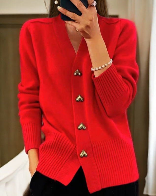 Louise - Cardigan Élégant avec Boutons en Cœur