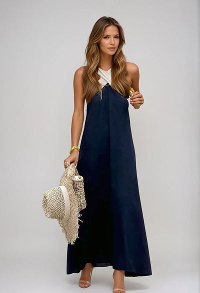 Lauren | Vestido Largo Suelto de Cuello Cruzado