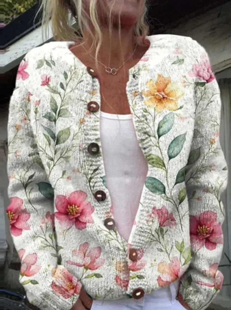 Florine™ | Gilet Élégant à Imprimé Fleuri