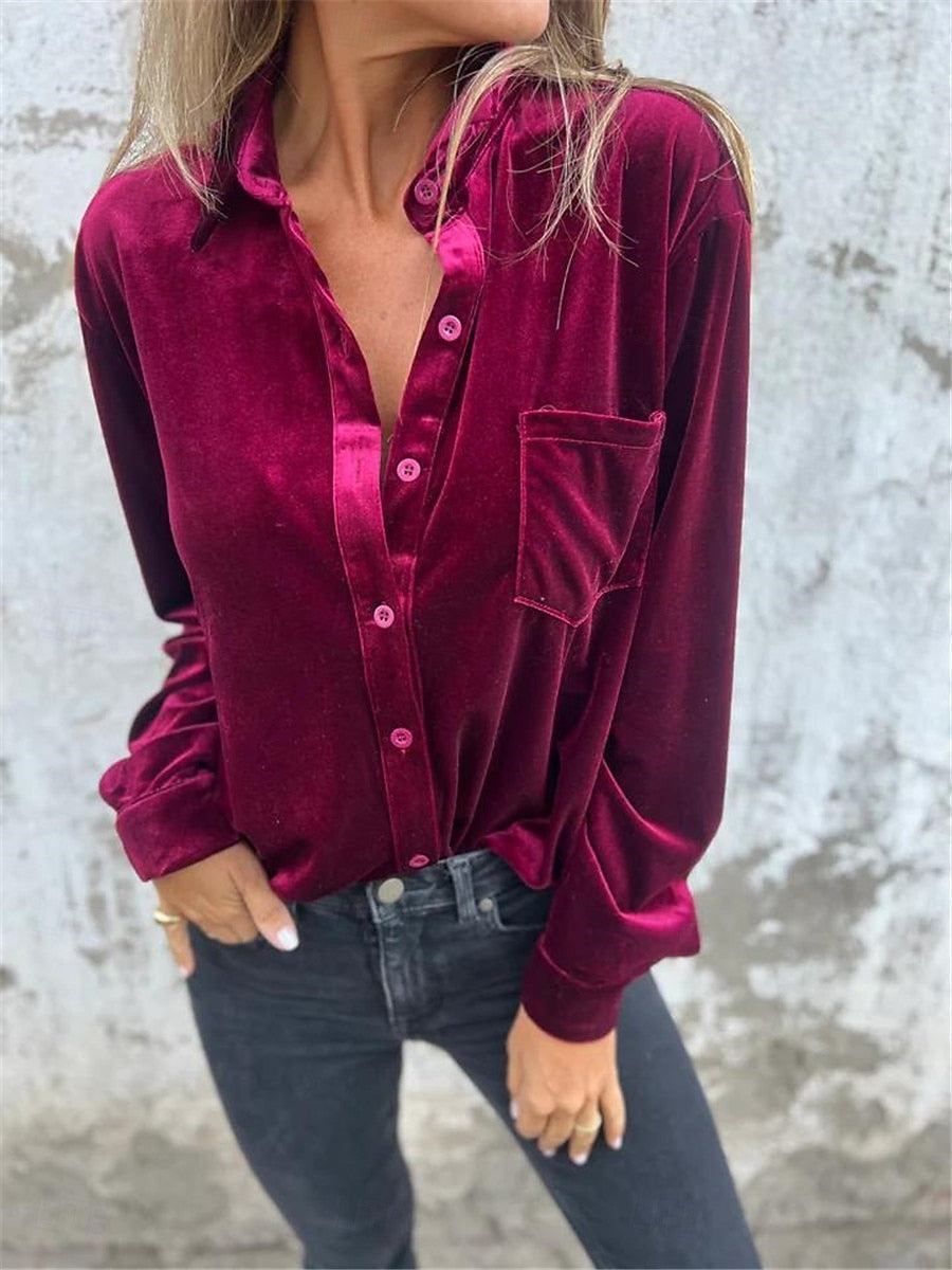 Élise | Chemise en velours luxueuse pour femme