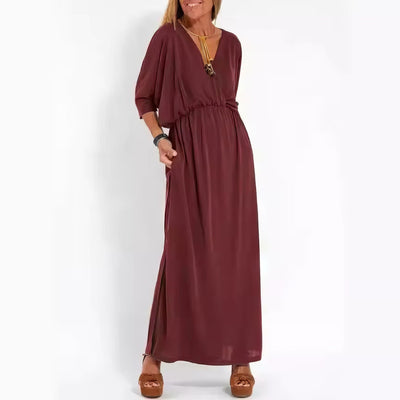 Apolline™ | Robe Longue Vintage à Col en V
