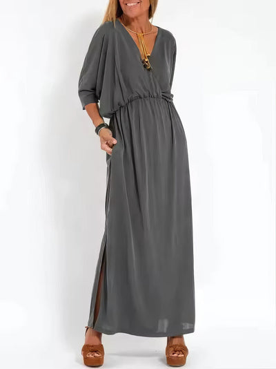 Apolline™ | Robe Longue Vintage à Col en V