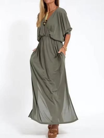 Apolline™ | Robe Longue Vintage à Col en V