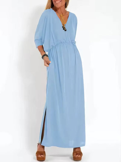 Apolline™ | Robe Longue Vintage à Col en V