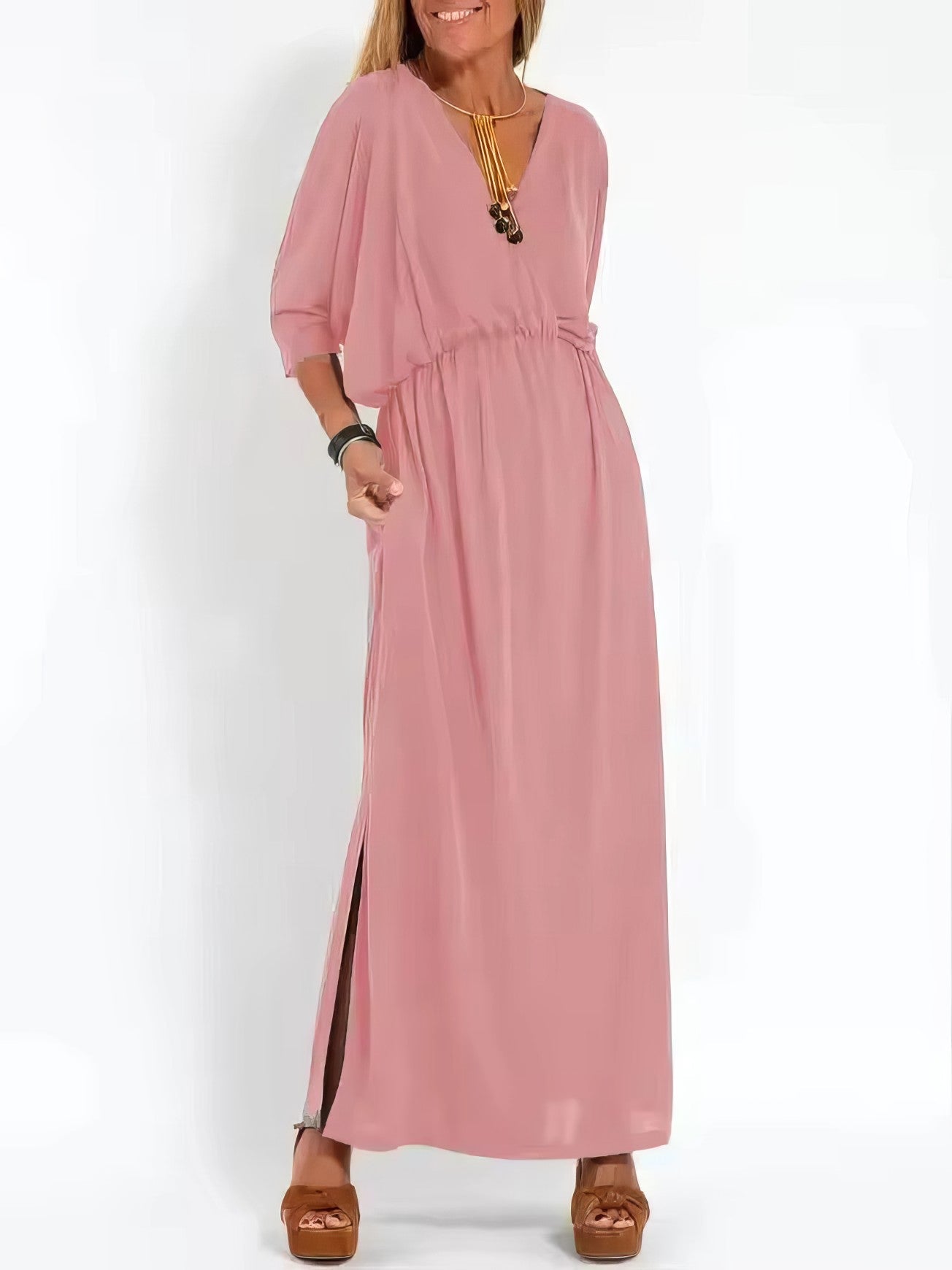 Apolline™ | Robe Longue Vintage à Col en V