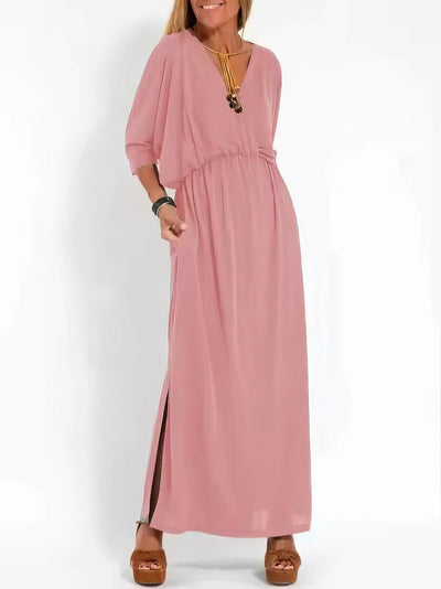 Apolline™ | Robe Longue Vintage à Col en V