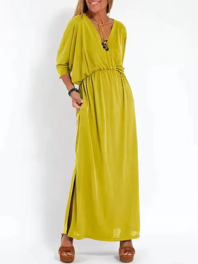 Apolline™ | Robe Longue Vintage à Col en V