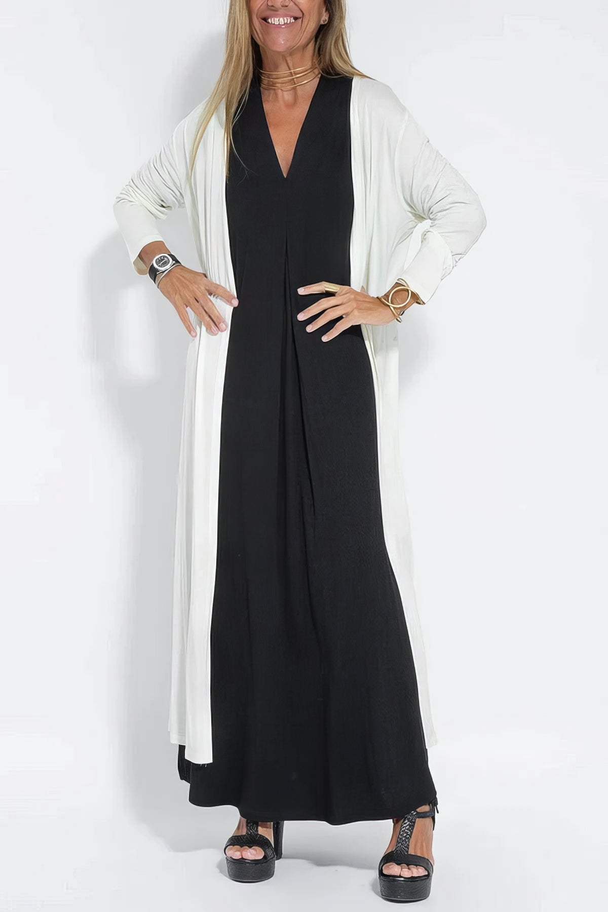 Gabrielle - Robe longue élégante + cardigan assorti OFFERT