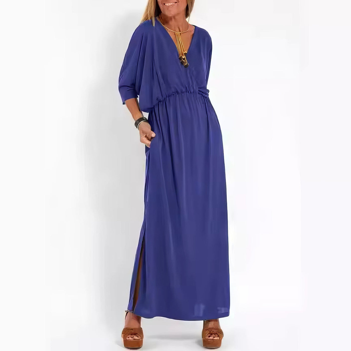 Apolline™ | Robe Longue Vintage à Col en V